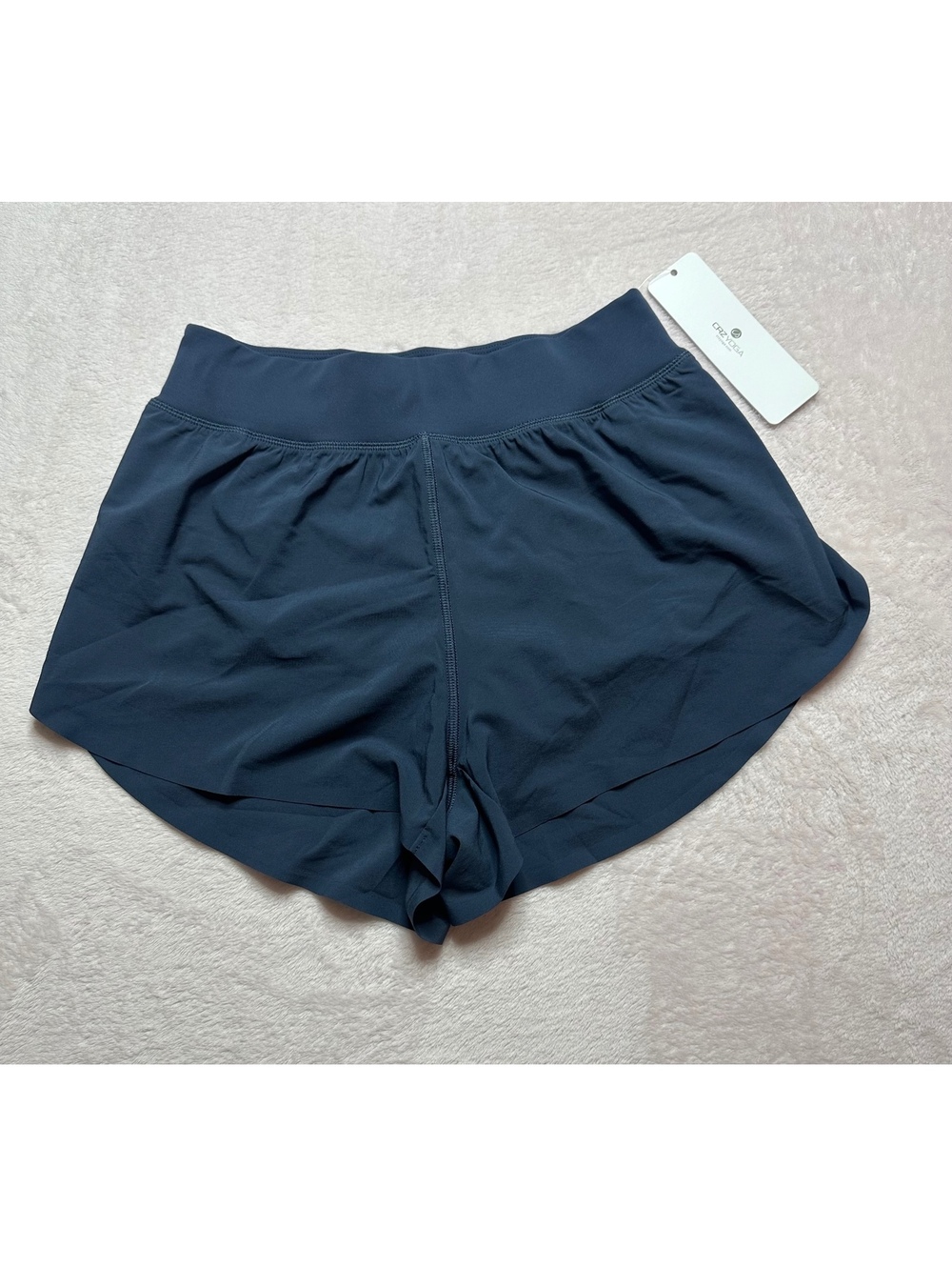 NWT Feathery-Fit Soft High-Waisted Split Running Shorts 3" – Steel Indigo